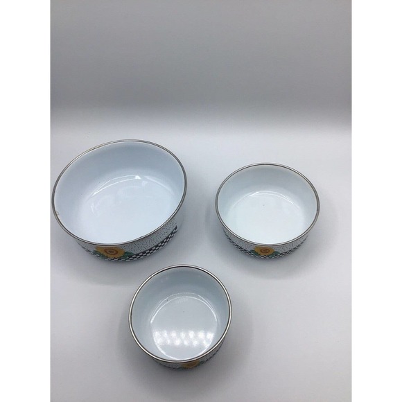 Vintage Vitroceramic Table Tops Unlimited Enamel Metal Bowl Lot 3 - Picture 7 of 12